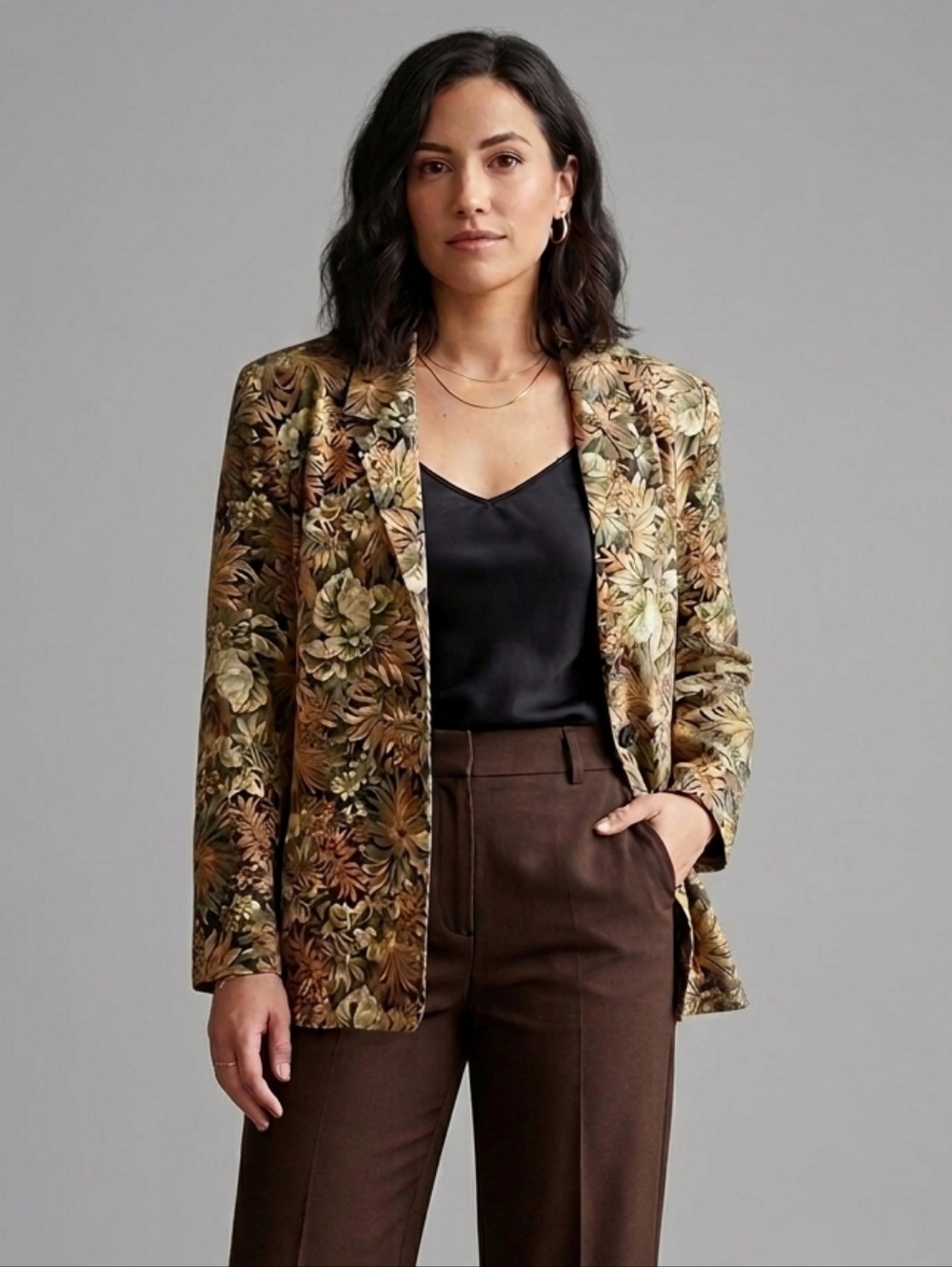 Vintage Orare unlined floral print lightweight cotton blazer Tapestry 80s 90s